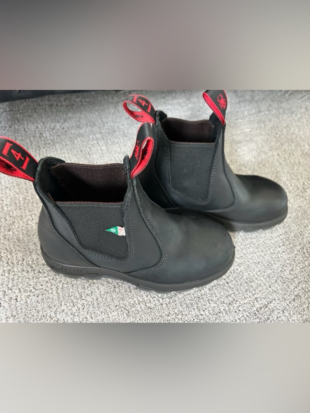 Redback Boots Black with Red Pull Tabs Chelsea Work Boots
